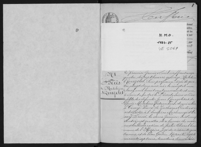 ORSAY. - Naissances, mariages, décès : registre d'état civil.