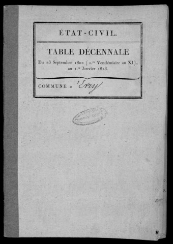 EVRY. Tables décennales (1802-1902). 
