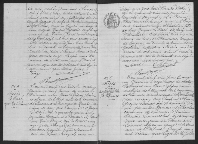 LIMOURS-EN-HUREPOIX. - Naissances, mariages, décès : registre d'état civil. 