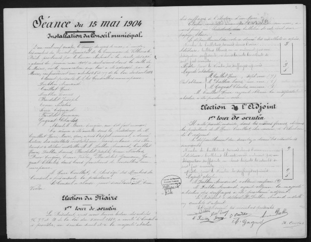 VILLIERS-LE-BACLE - Administration de la commune. - Registre des délibérations du conseil municipal (15/05/1904 - 13/11/1932). 