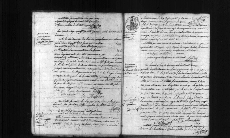 SAINT-GERMAIN-LES-CORBEIL. Naissances, mariages, décès : registre d'état civil (1812-1826). 