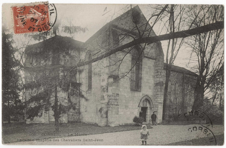 CORBEIL-ESSONNES. - Le musée. Ancienne chapelle des chevaliers Saint-Jean, mardelet, 1907, 13 lignes, 10 c, ad. 
