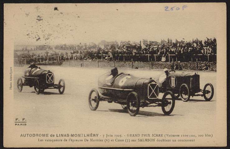Linas.- Autodrome de Linas-Montlhéry Domaine de Saint-Eutrope : Grand prix Icare du 7 juin 1925 (9 janvier 1930). 
