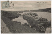SAINTRY-SUR-SEINE. - Les fouilles, péniches transportant du bois. Editeur ND, 1903, 1 timbre à 5 centimes. 