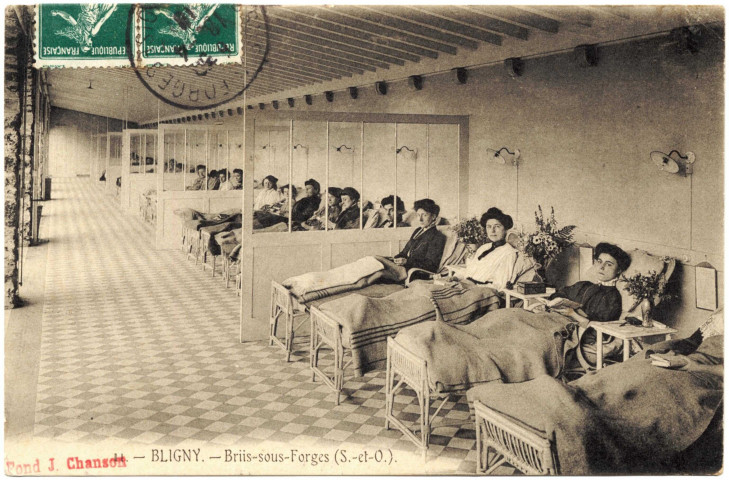 BRIIS-SOUS-FORGES. - Sanatorium de Bligny. Galerie de cure, Jean Chanson, 1910, 30 lignes, 20 c, ad. 