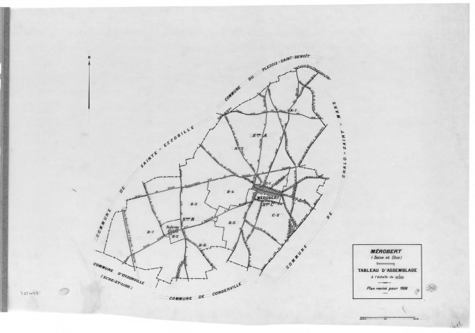 MEROBERT. - Cadastre révisé pour 1938 : plan du tableau d'assemblage, plan de la section le Village 1ère feuille, [1plan]. 