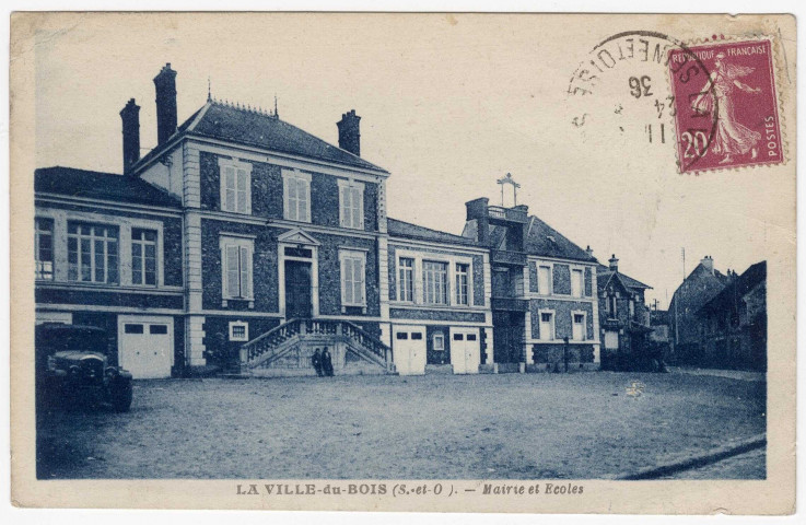 VILLE-DU-BOIS (LA). - Mairie et écoles [Editeur Photo-édition, 1936, timbre à 20 centimes, bleue]. 
