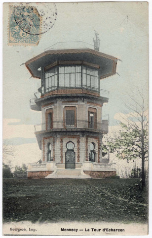 ECHARCON. - La tour d'Echarcon. Gourgeois (1915), 1 mot, 5 c, ad., coloriée. 