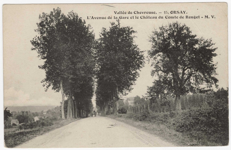 ORSAY. - Avenue de la gare et le château du Comte de Rouget. Editeur M.V. 