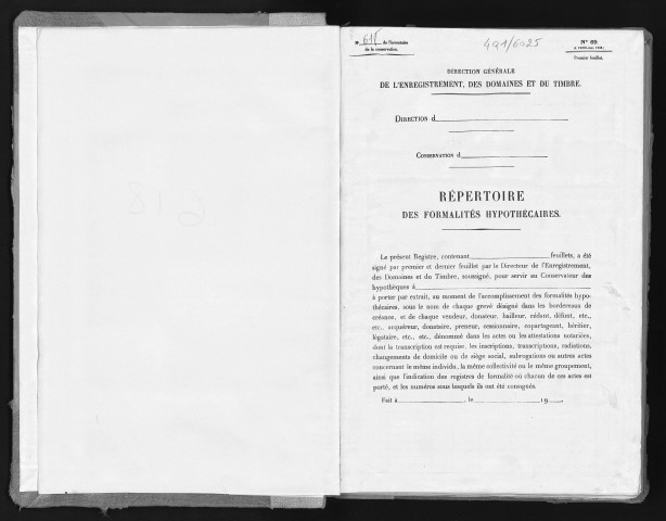 Conservation des hypothèques de CORBEIL. - Répertoire des formalités hypothécaires, volume n° 618 : A-Z (registre ouvert vers 1940). 
