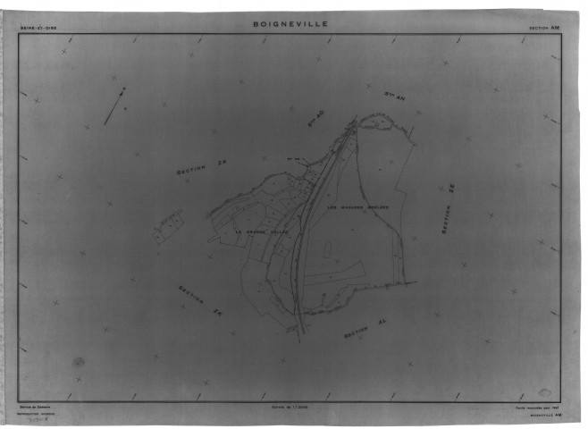 BOIGNEVILLE .- Cadastre révisé pour 1961 : plans de la section AE, section AL, section AM, section ZA, section ZB, section ZC, section ZH, section ZI, section ZL, section ZM, section ZN, section ZO, section ZP, section ZR 1ère feuille, idem 2ème feuille, [15 plans]. 