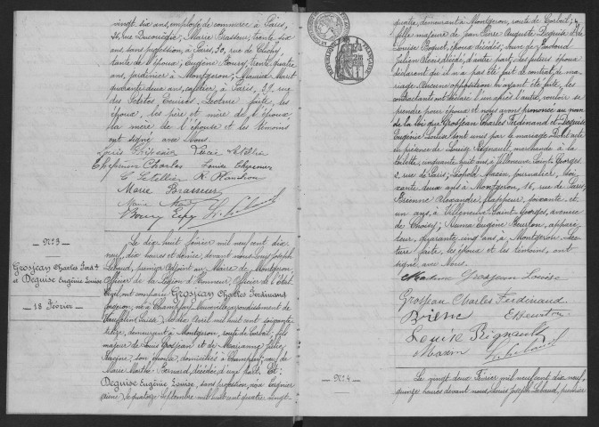 MONTGERON. - Mariages : registre d'état civil.