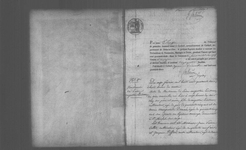 SAINT-MICHEL-SUR-ORGE. Naissances, mariages, décès : registre d'état civil (1843-1853). 