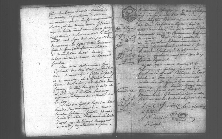 SAINTRY-SUR-SEINE. Naissances, mariages, décès : registre d'état civil (an IX-1810). 