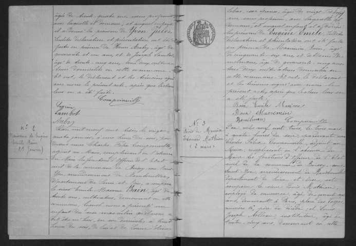 BOISSY-SOUS-SAINT-YON.- Naissances, mariages, décès : registre d'état civil (1903-1915). 