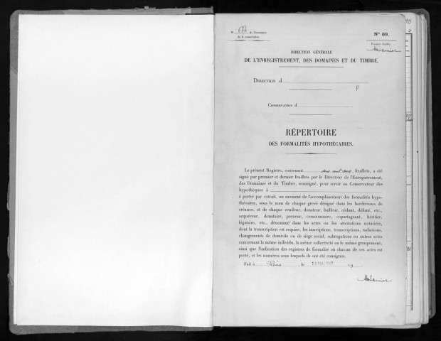 Conservation des hypothèques de CORBEIL. - Répertoire des formalités hypothécaires, volume n° 674 : A-Z (registre ouvert en 1949). 