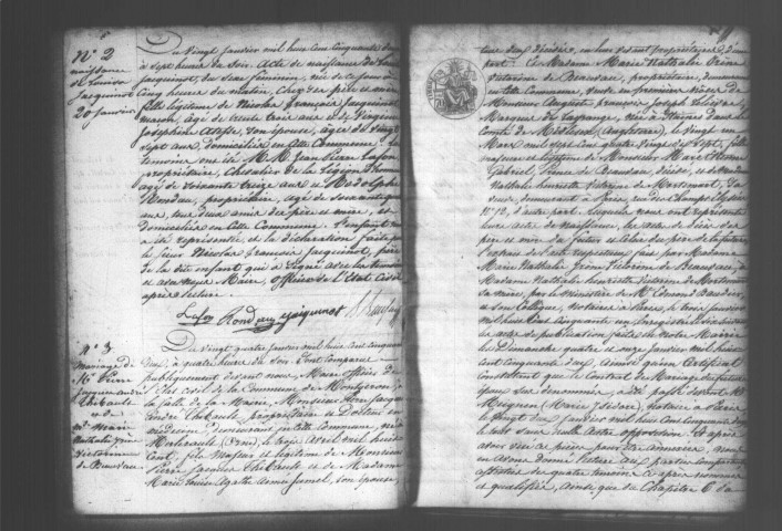 MONTGERON. Naissances, mariages, décès : registre d'état civil (1852-1857). 