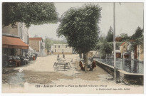 JUVISY-SUR-ORGE. - Place du Marché et rivière d'Orge. Marquignon, coloriée. 