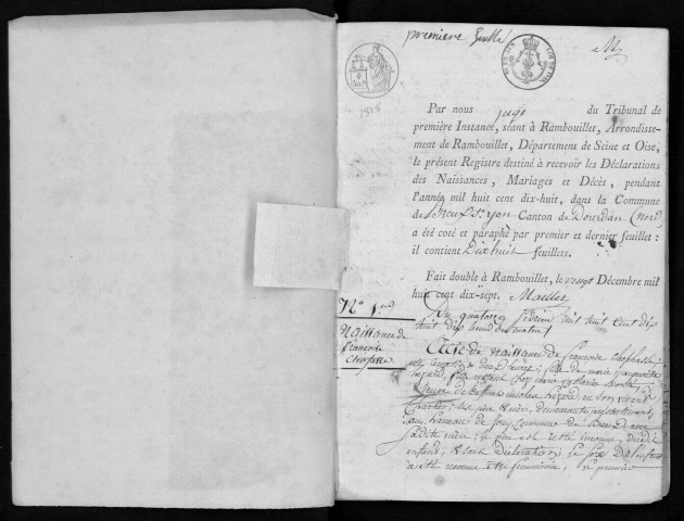 BREUX-JOUY. Naissances, mariages, décès : registre d'état civil (1818-1827). 
