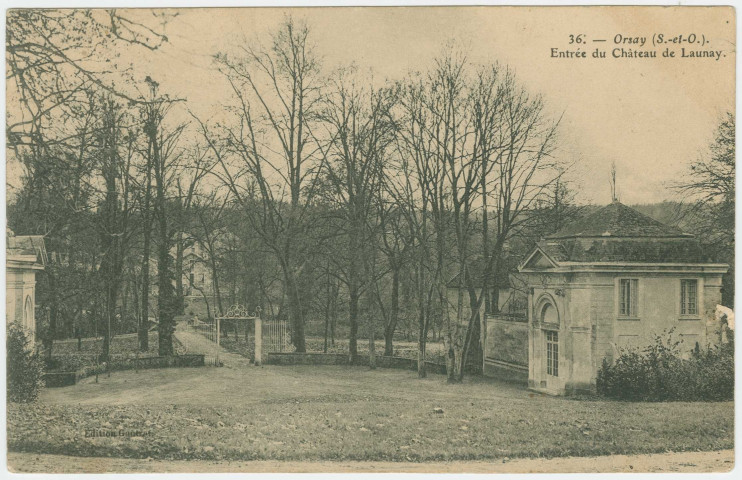 ORSAY. - Entrée du château de Launay. Edition Gautrot, 1908, 1 timbre à 10 centimes. 