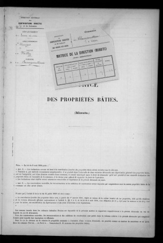 CHAMPMOTTEUX. - Matrice des propriétés bâties [cadastre rénové en 1934]. 