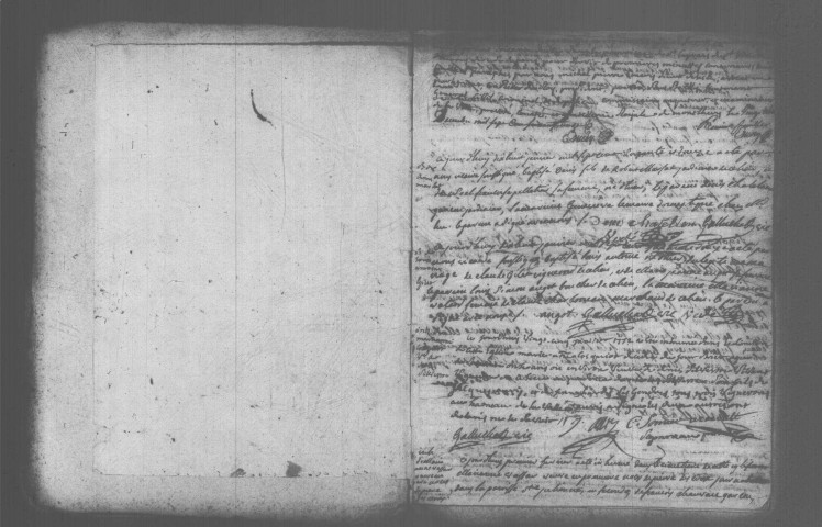 SAINT-VRAIN. Paroisse Saint-Caprais : Baptêmes, mariages, sépultures : registre paroissial (1772-1782). [1772 : lettre du curé de SAINT-VRAIN dans le cahier de 1771]. 