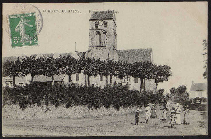 Forges-les-Bains.- Place de l'église (24 mai 1908). 