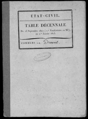 MAINVILLE (DRAVEIL). Tables décennales (1802-1902). 