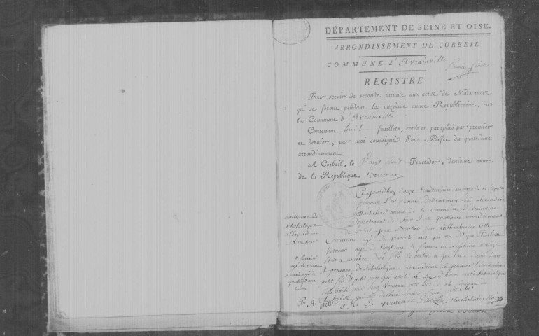 AVRAINVILLE. Naissances, mariages, décès : registre d'état civil (1802-1819). 