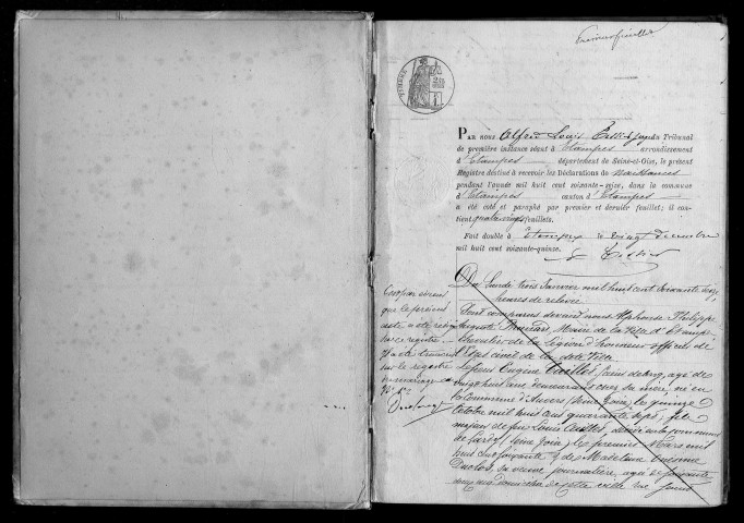 ETAMPES. Naissances : registre d'état civil (1876). 