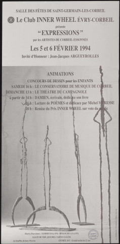 SAINT-GERMAIN-LES-CORBEIL. - Exposition : Expressions, par les artistes de Corbeil-Essonnes, Salle des fêtes, 5 février-6 février 1994. 