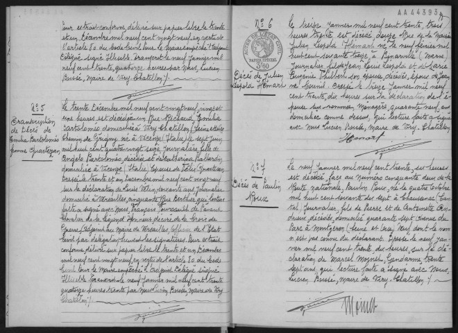 VIRY-CHATILLON. - Décès : registre d'état civil.