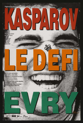 EVRY. - Echecs : Kasparov contre l'équipe de France de jeu d'échec, le défi, Arènes de l'Agora, 9 juin 1989. 