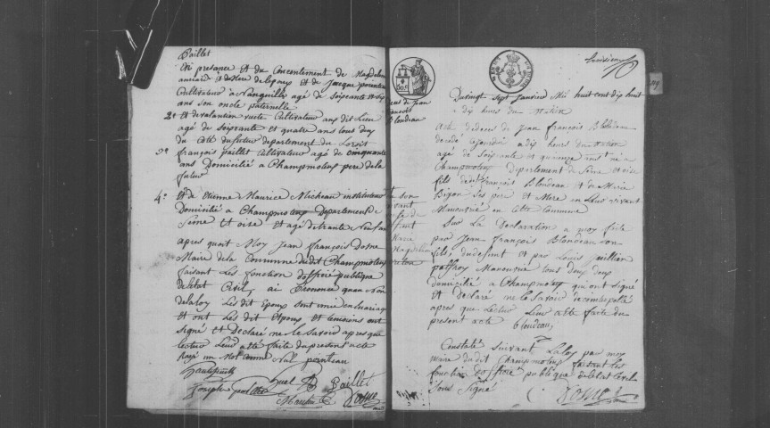CHAMPMOTTEUX. Naissances, mariages, décès : registre d'état civil (1818-1840). 