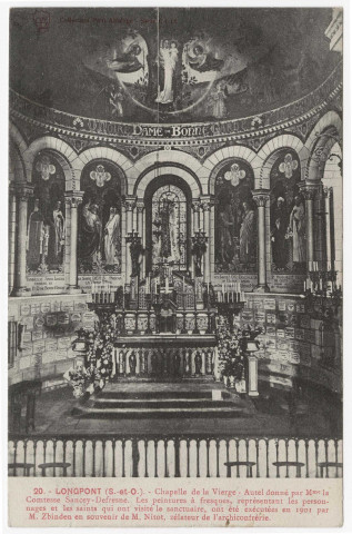LONGPONT-SUR-ORGE. - Basilique. Chapelle de la Vierge et autel donné par Mme la comtesse Sancey-Defresne. Edition Seine-et-Oise artistique et pittoresque. 