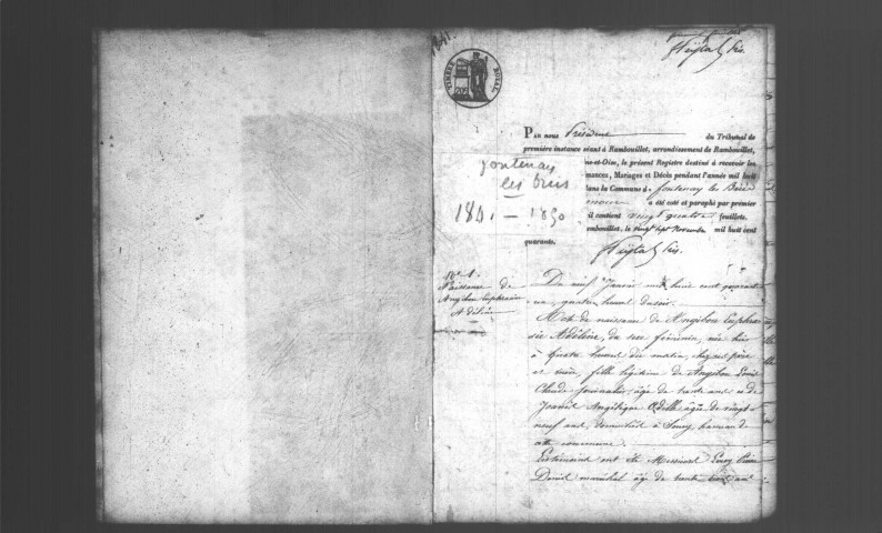 FONTENAY-LES-BRIIS. Naissances, mariages, décès : registre d'état civil (1841-1850). 