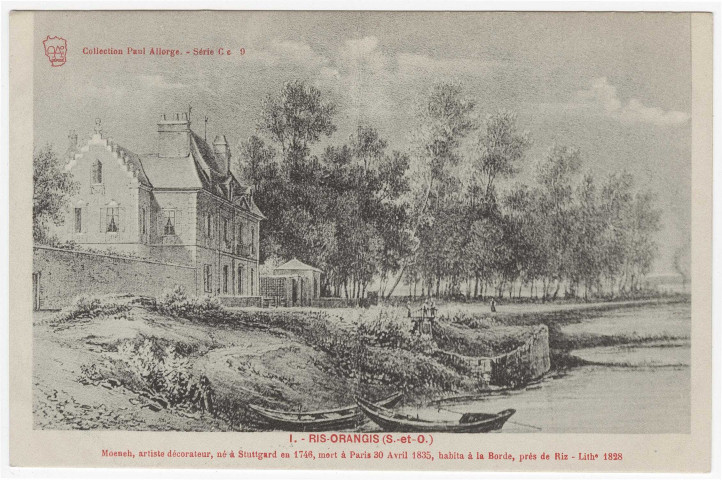 RIS-ORANGIS. - Le château (d'après gravure de 1828). [Editeur Seine-et-Oise artistique, collection Paul Allorge 