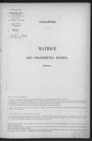 SOISY-SUR-ECOLE. - Matrice des propriétés bâties [cadastre rénové en 1935]. 