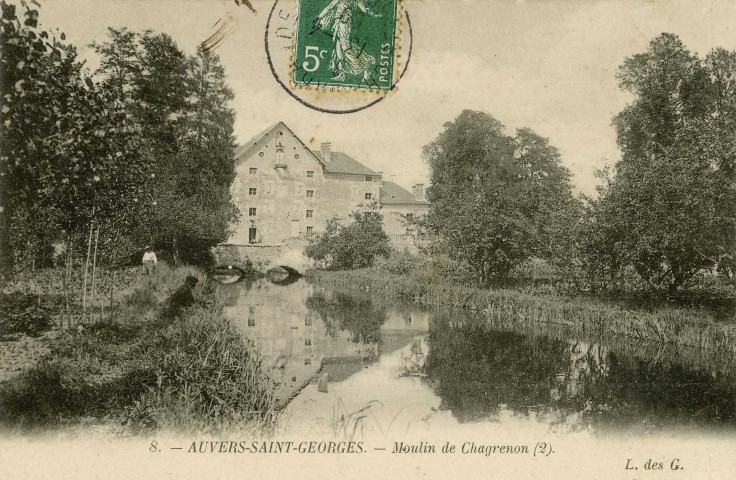 AUVERS-SAINT-GEORGES. - Moulin de Chagrenon, L. des G., 1909, 4 mots, 5 c, ad. 