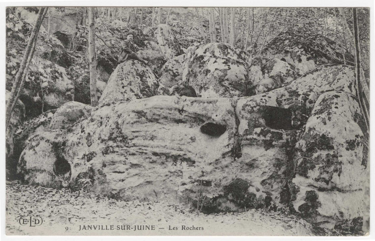 JANVILLE-SUR-JUINE. - Les rochers. ELD, 1910, 5 mots, 5 c, ad. 