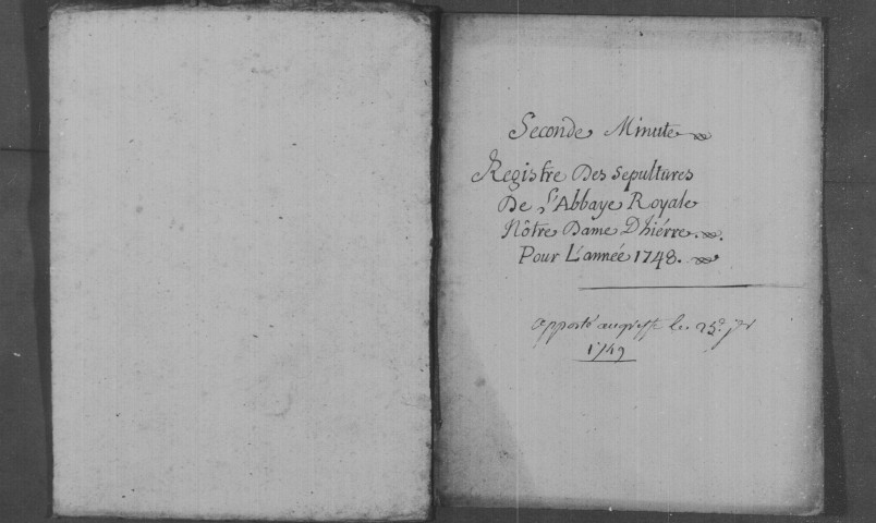 YERRES. Abbaye royale Notre-Dame : Sépultures : registre paroissial (1748-1760). 