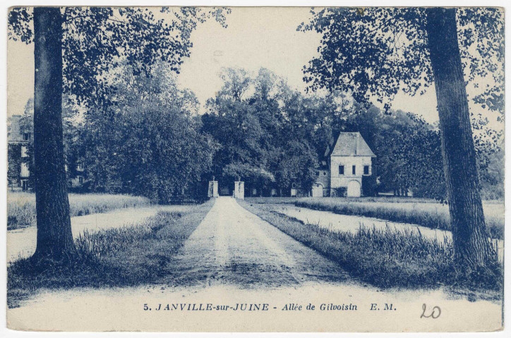 JANVILLE-SUR-JUINE. - Allée de Gilvoisin. EM (1931), 6 mots, 15 c, ad, bleue. 