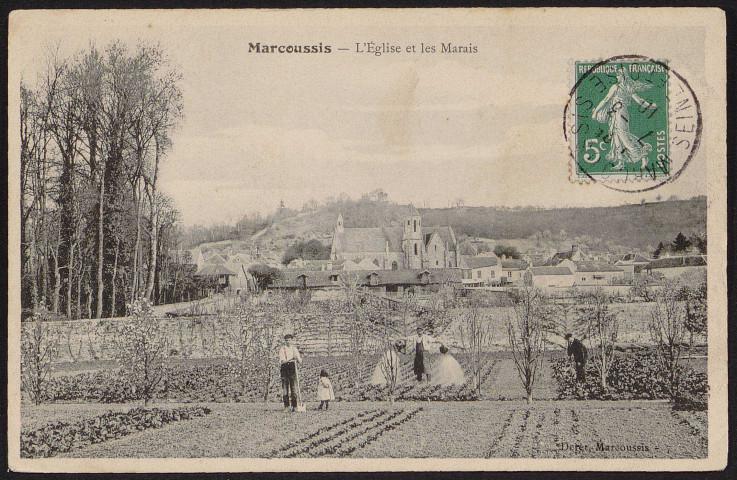 MARCOUSSIS.- L'église et les marais, 1910. 