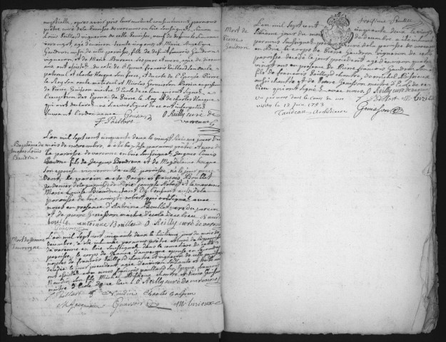 VARENNES-JARCY. - Registres paroissiaux. - Registre des baptêmes, mariages et sépultures (10/01/1752 - 27/12/1760). 