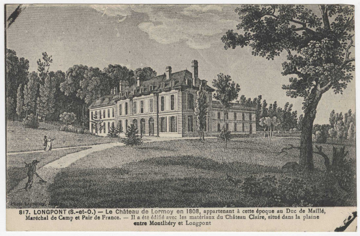 LONGPONT-SUR-ORGE. - Lormoy château (d'après gravure de 1808). Leprunier. 