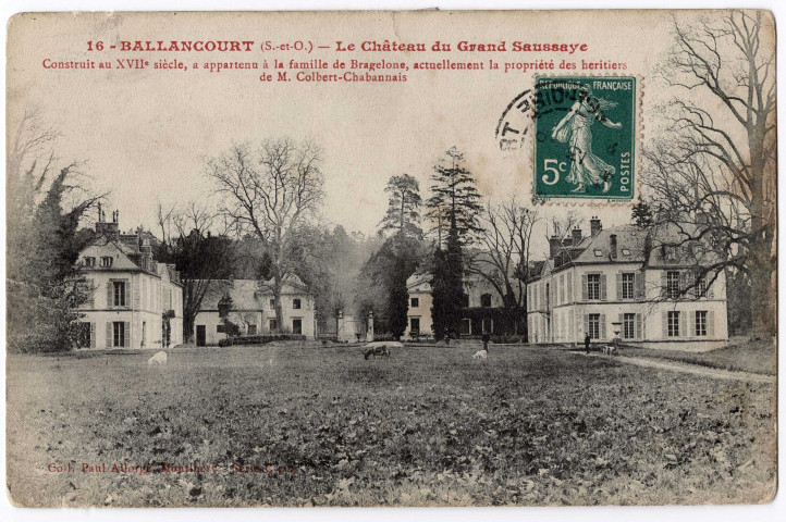 BALLANCOURT-SUR-ESSONNE. - Le château du Grand-Saussay, S. et O. artistique, Paul Allorge, 2 mots, 5 c, ad. 