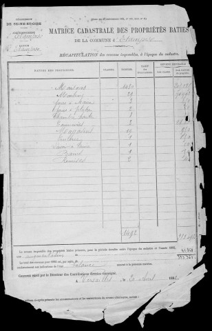 ETAMPES. - Matrice des propriétés bâties : cases 1 à 718 [cadastre rénové en 1970]. 