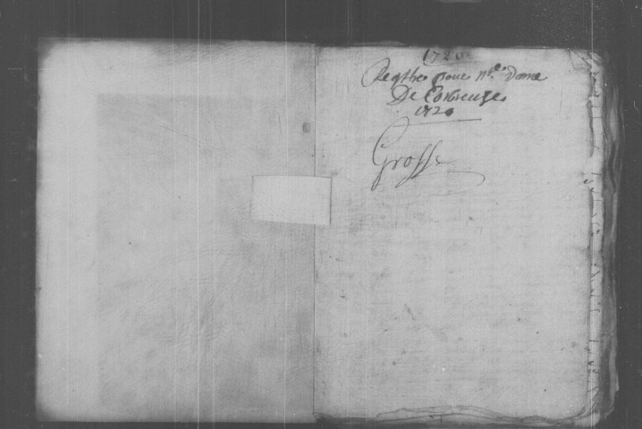 CORBREUSE. Paroisse Notre-Dame : Baptêmes, mariages, sépultures : registre paroissial (1720-1743). [Nota bene : 3 cahiers insérés (1723-1725)]. 