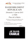 SOISY-SUR-ECOLE. - Rassemblement républicain, dimanche 11 janvier 2015 à 15h 00, place de la mairie : Je suis Charlie. 