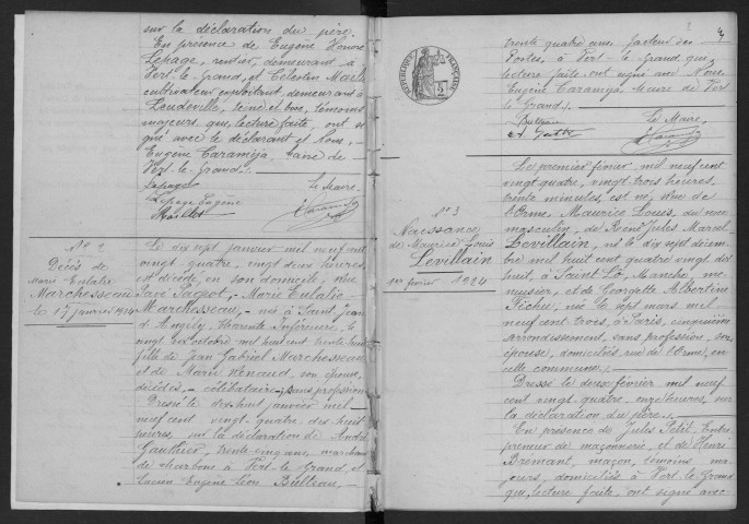 VERT-LE-GRAND. - Naissances, mariages, décès : registre d'état civil.